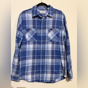 Weatherproof Men's Blue and White Plaid Shirt